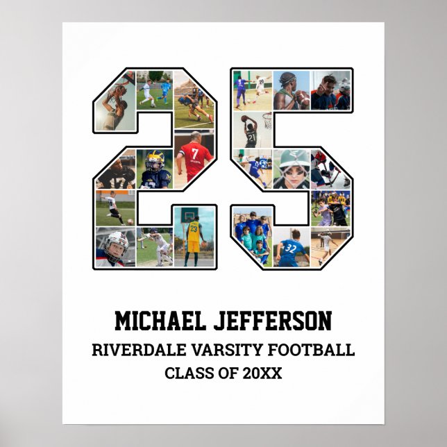 Player Number 25 Senior Sports Team Photo Collage Poster (Front)