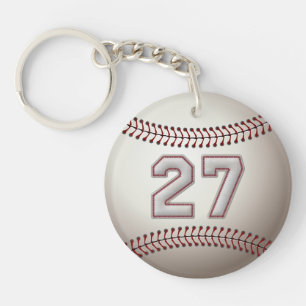 Player Number 27 - Cool Baseball Stitches Key Ring