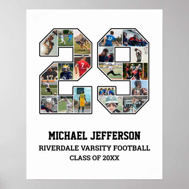 Player Number 29 Senior Sports Team Photo Collage Poster (Front)