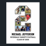 Player Number 2 Senior Sports Team Photo Collage Poster<br><div class="desc">Personalised photo collage for player number 2. This customisable photo gift is perfect for senior night, sports award banquet or birthday gift for your athlete son, daughter or student. It's a great way to display precious moments and memories from their sports games. The poster features a collage of photos, and...</div>