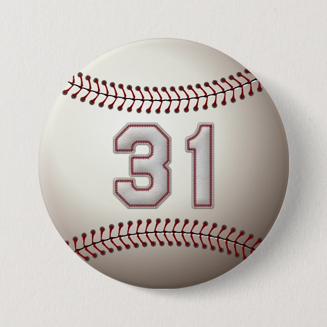 Player Number 31 - Cool Baseball Stitches Pins (Front)