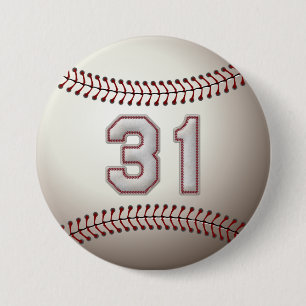 Player Number 31 - Cool Baseball Stitches Pins