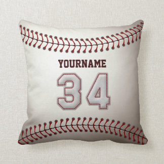 Player Number 34 - Cool Baseball Stitches Cushion