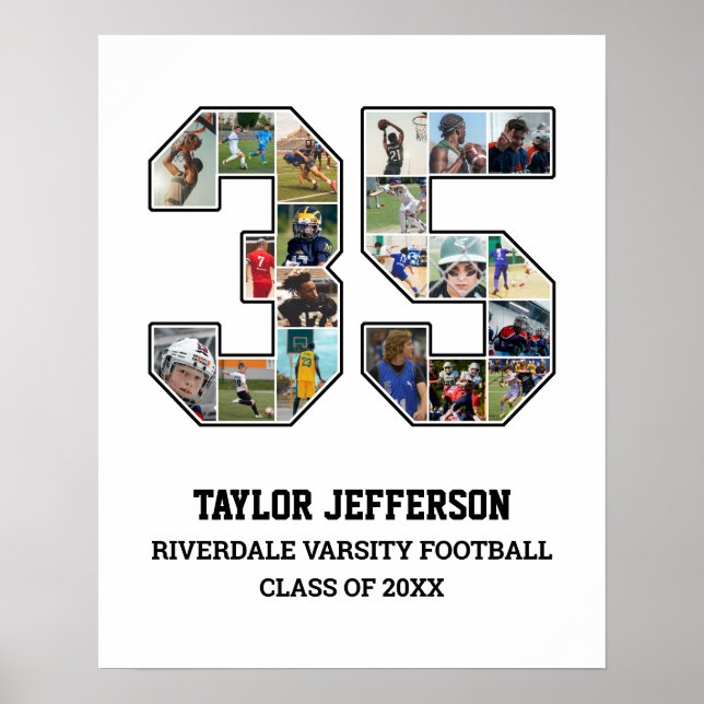 Player Number 35 Senior Sports Team Photo Collage Poster (Front)