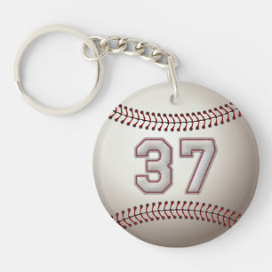 Player Number 37 - Cool Baseball Stitches Key Ring