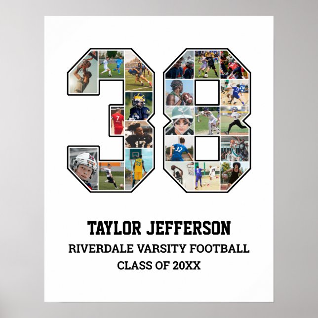 Player Number 38 Senior Sports Team Photo Collage Poster (Front)