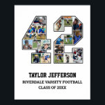 Player Number 42 Senior Sports Team Photo Collage Poster<br><div class="desc">Personalised photo collage for player number 42. This customisable photo gift is perfect for senior night, sports award banquet or birthday gift for your athlete son, daughter or student. It's a great way to display precious moments and memories from their sports games. The poster features a collage of photos, and...</div>