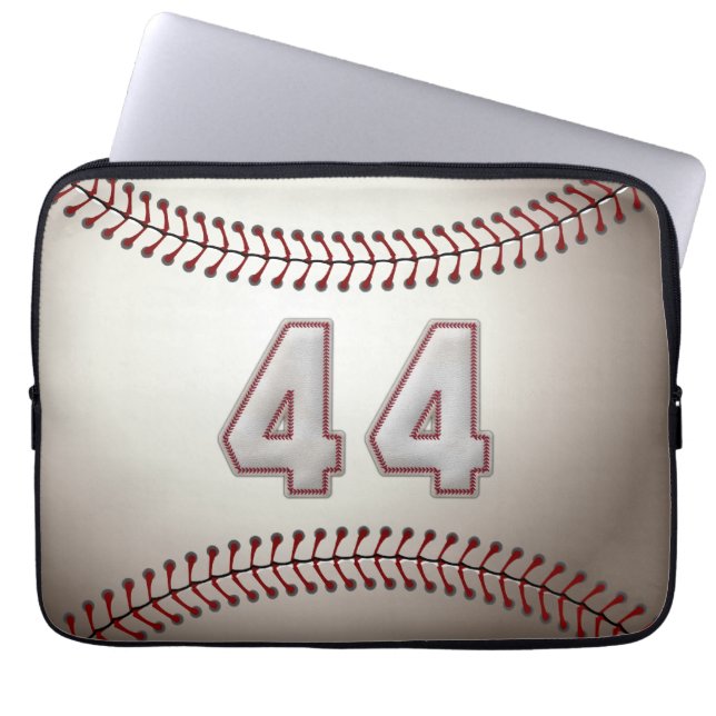 Player Number 44 - Cool Baseball Stitches Laptop Sleeve (Front)
