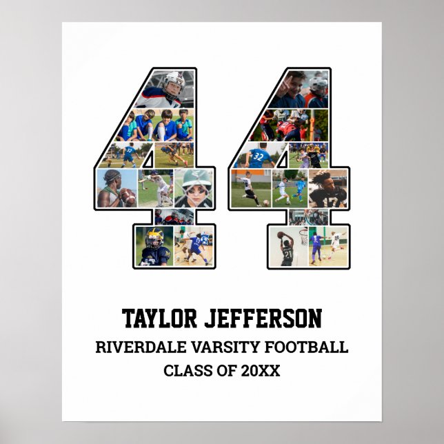 Player Number 44 Senior Sports Team Photo Collage Poster (Front)