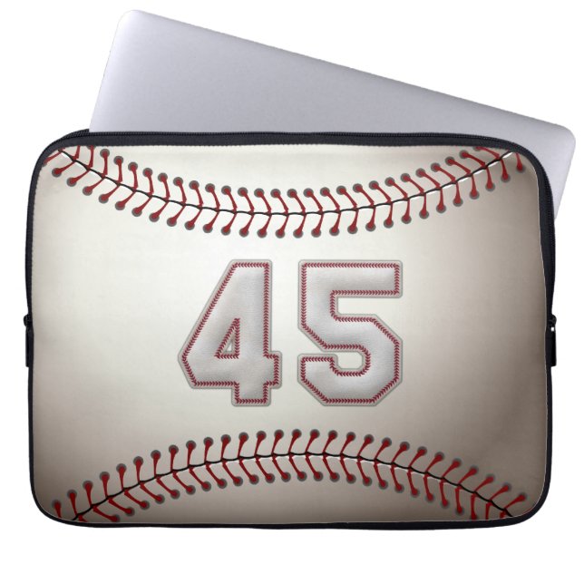 Player Number 45 - Cool Baseball Stitches Laptop Sleeve (Front)