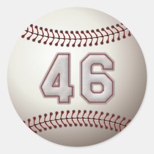 Player Number 46 - Cool Baseball Stitches Classic Round Sticker
