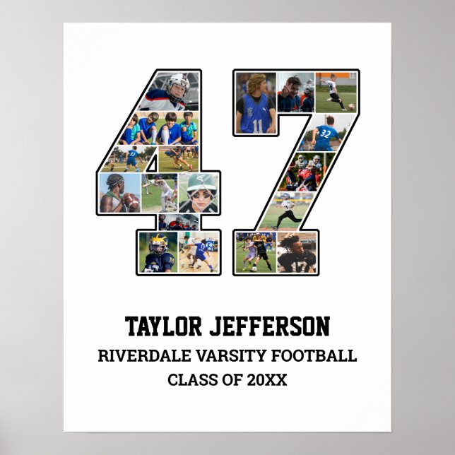 Player Number 47 Senior Sports Team Photo Collage Poster (Front)