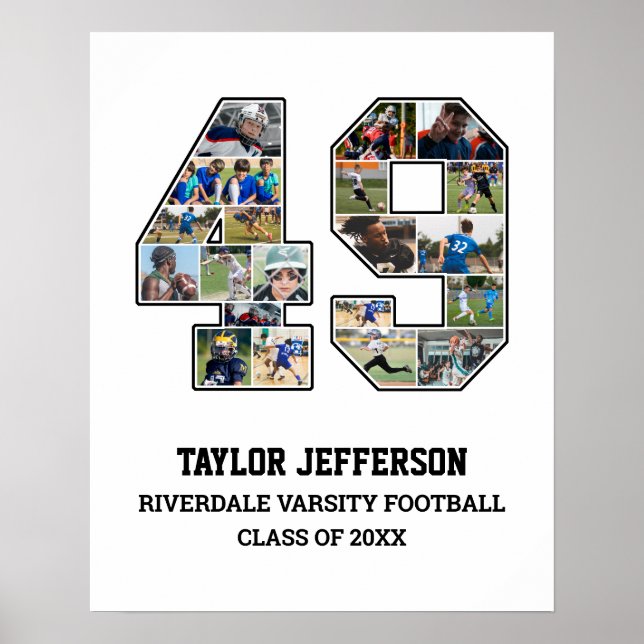Player Number 49 Senior Sports Team Photo Collage Poster (Front)