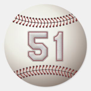 Player Number 51 - Cool Baseball Stitches Classic Round Sticker