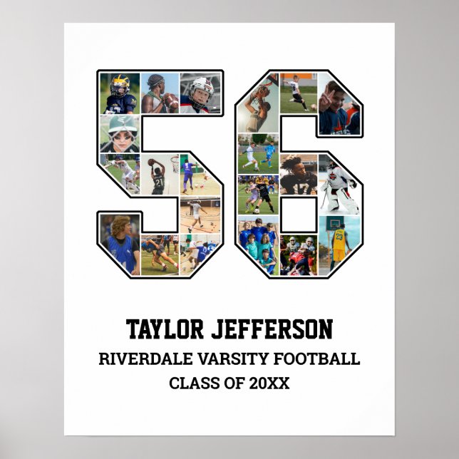Player Number 56 Senior Sports Team Photo Collage Poster (Front)