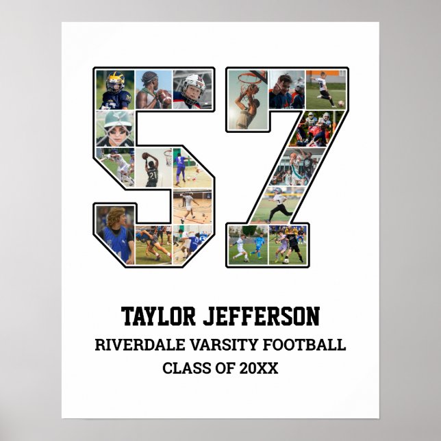 Player Number 57 Senior Sports Team Photo Collage Poster (Front)