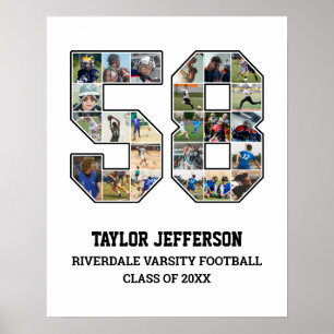 Player Number 58 Senior Sports Team Photo Collage Poster