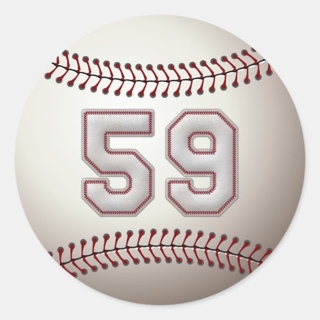 Player Number 59 - Cool Baseball Stitches Classic Round Sticker (Front)