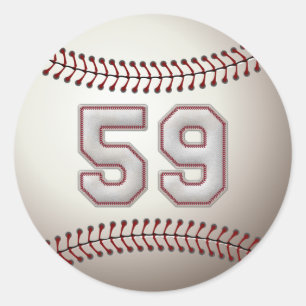 Player Number 59 - Cool Baseball Stitches Classic Round Sticker