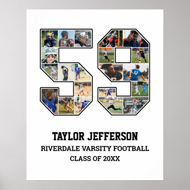 Player Number 59 Senior Sports Team Photo Collage Poster (Front)