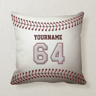 Player Number 64 - Cool Baseball Stitches Cushion