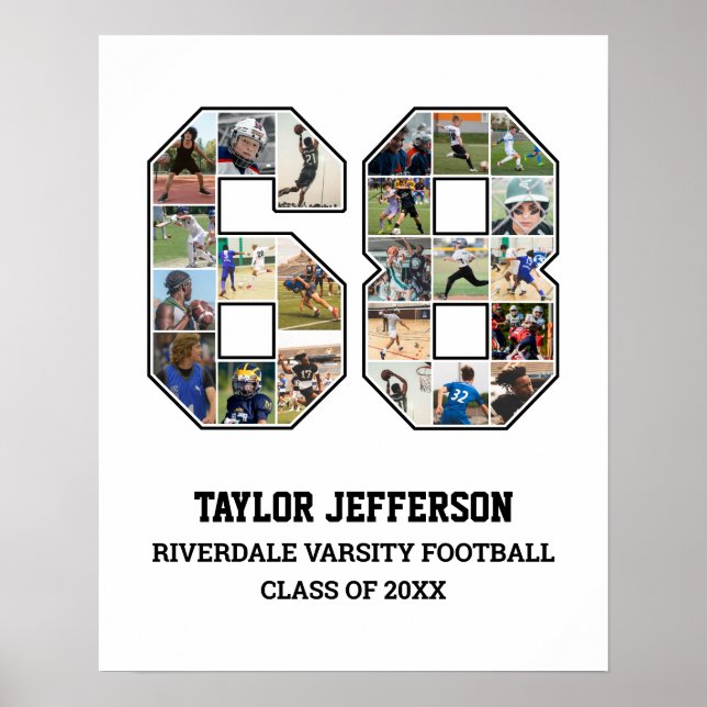 Player Number 68 Senior Sports Team Photo Collage Poster (Front)