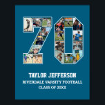 Player Number 70 Senior Sports Team Photo Collage Poster<br><div class="desc">Personalised photo collage for player number 70. This customisable photo gift is perfect for senior night, sports award banquet or birthday gift for your athlete son, daughter or student. It's a great way to display precious moments and memories from their sports games. The poster features a collage of photos, and...</div>