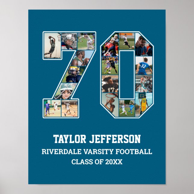 Player Number 70 Senior Sports Team Photo Collage Poster (Front)
