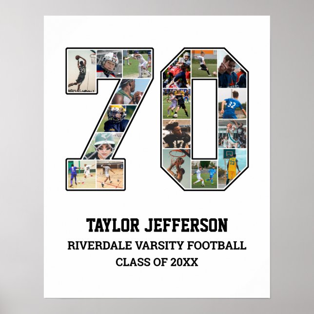 Player Number 70 Senior Sports Team Photo Collage Poster (Front)