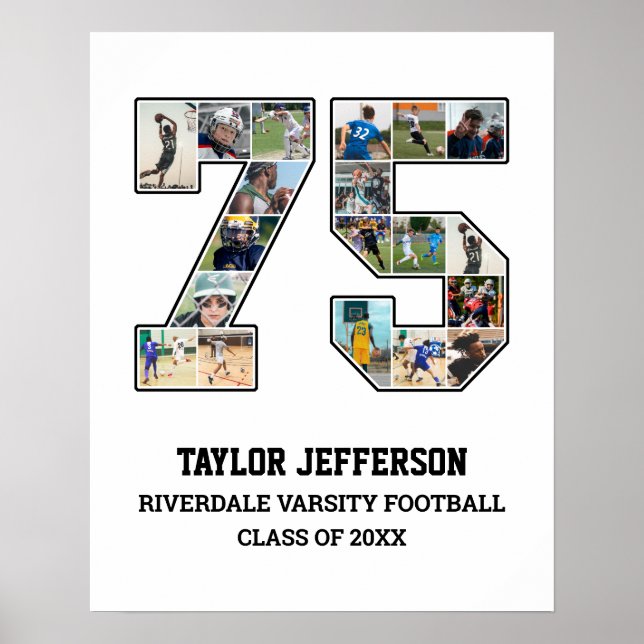 Player Number 75 Senior Sports Team Photo Collage Poster (Front)