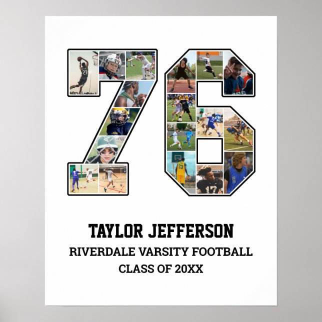 Player Number 76 Senior Sports Team Photo Collage Poster (Front)