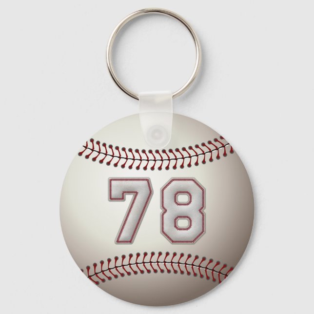 Player Number 78 - Cool Baseball Stitches Key Ring (Front)