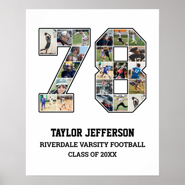 Player Number 78 Senior Sports Team Photo Collage Poster (Front)