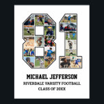 Player Number 81 Senior Sports Team Photo Collage Poster<br><div class="desc">Personalised photo collage for player number 81. This customisable photo gift is perfect for senior night, sports award banquet or birthday gift for your athlete son, daughter or student. It's a great way to display precious moments and memories from their sports games. The poster features a collage of photos, and...</div>