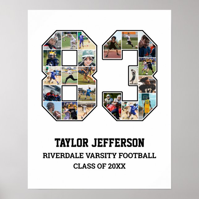 Player Number 83 Senior Sports Team Photo Collage Poster (Front)