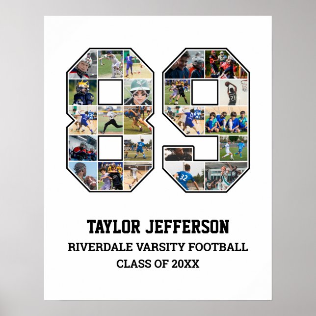 Player Number 89 Senior Sports Team Photo Collage Poster (Front)