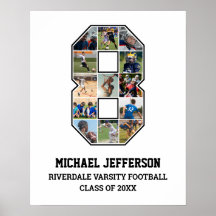 Player Number 8 Senior Sports Team Photo Collage