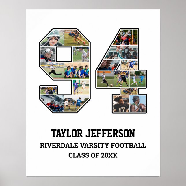 Player Number 94 Senior Sports Team Photo Collage Poster (Front)