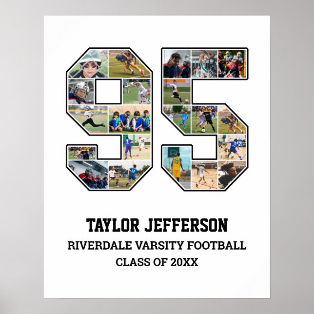 Player Number 95 Senior Sports Team Photo Collage Poster (Front)