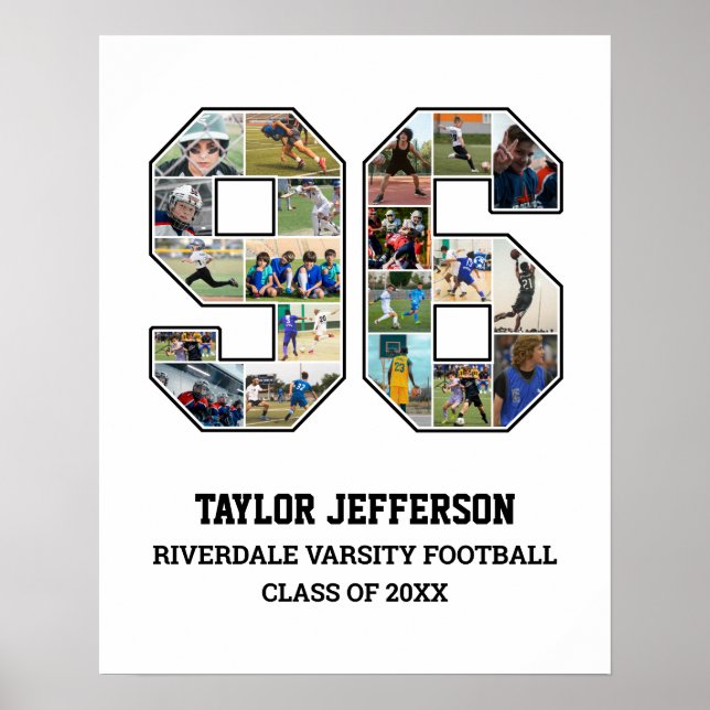 Player Number 96 Senior Sports Team Photo Collage Poster (Front)