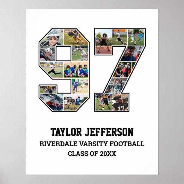 Player Number 97 Senior Sports Team Photo Collage Poster (Front)