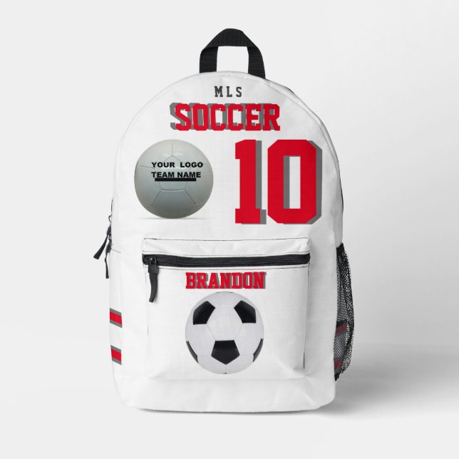 player, number name team name Backpack soccer red1 (Front)