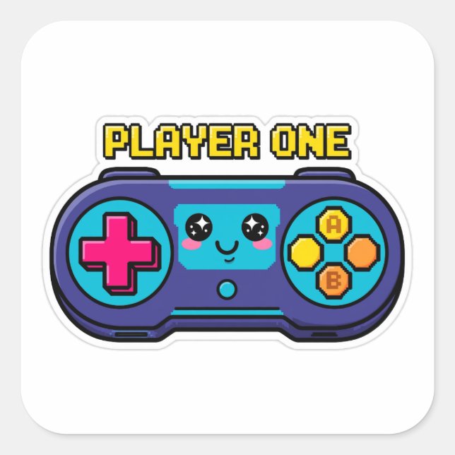 Player One Cute Retro Game Controller Sticker (Front)