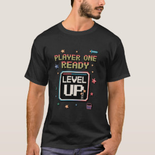 Player One Ready Level Up Video Game Lover Retro G T-Shirt