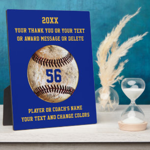 Player or Baseball Coach Gifts, Your COLORS, TEXT Plaque