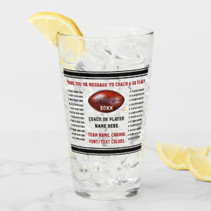 Player or Coach Football Gift Ideas, Football Glass