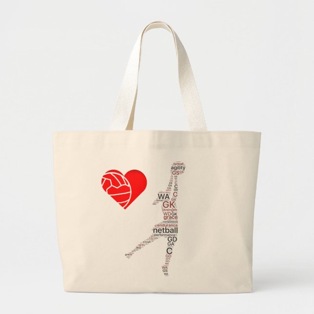 Player Positions Goal Shooter Theme Netball Large Tote Bag (Front)