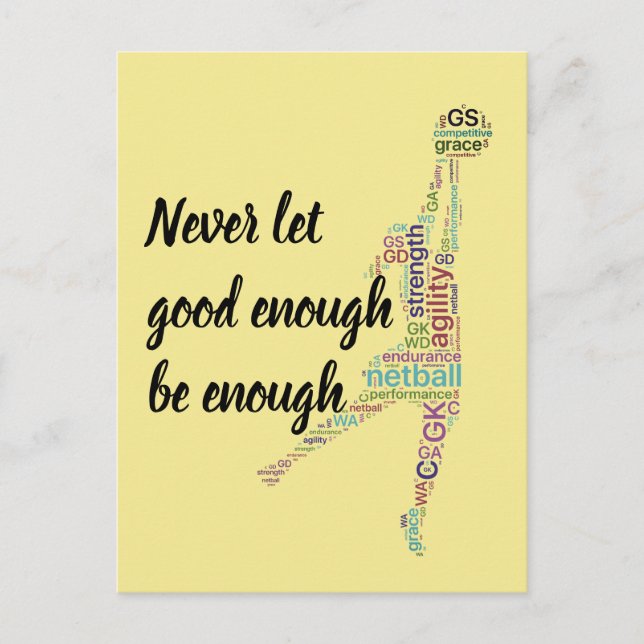 Player Positions Motivational Netball Quote Postcard (Front)
