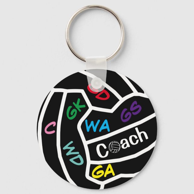Player Positions Netball Coach Keyring  (Front)