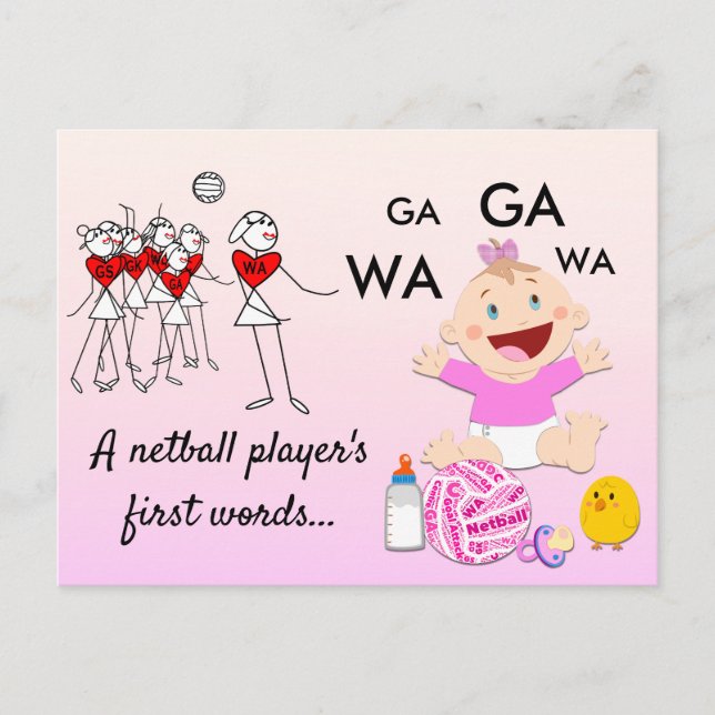 Player Positions Themed Funny Netball Quote Postcard (Front)